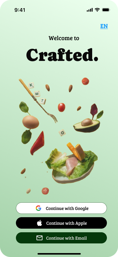 Crafted Welcome Screen